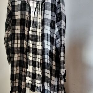 Plaid Black and White Button-Up Shirt